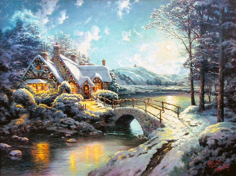 Reproductions Thomas oil painting on canvas Christmas Moonlight (image for) Reproductions Thomas oil painting on canvas Christmas Moonlight